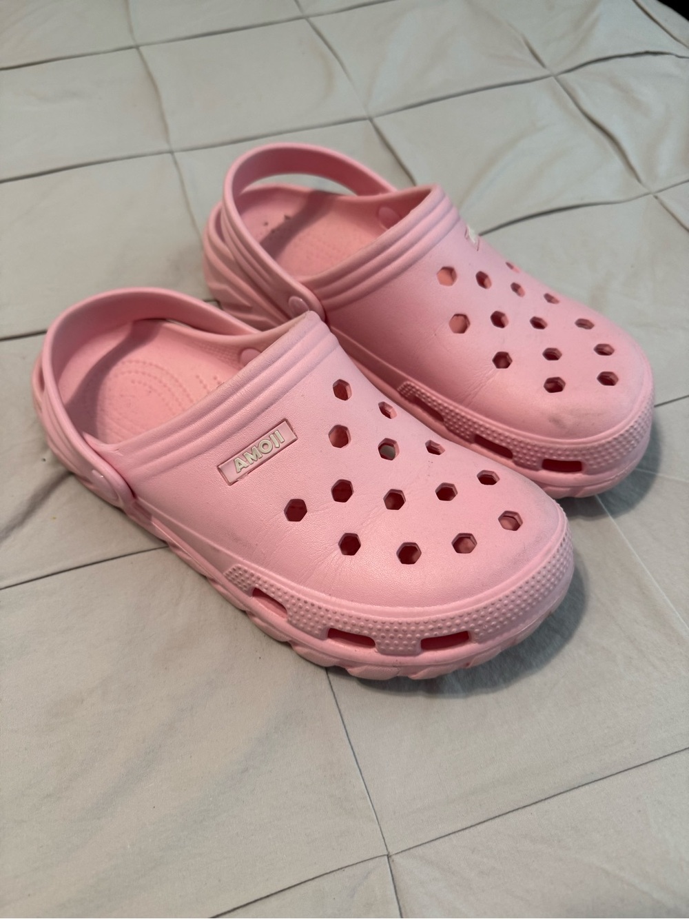 AMO Pink Foam Slip-On Clogs with Heel Strap